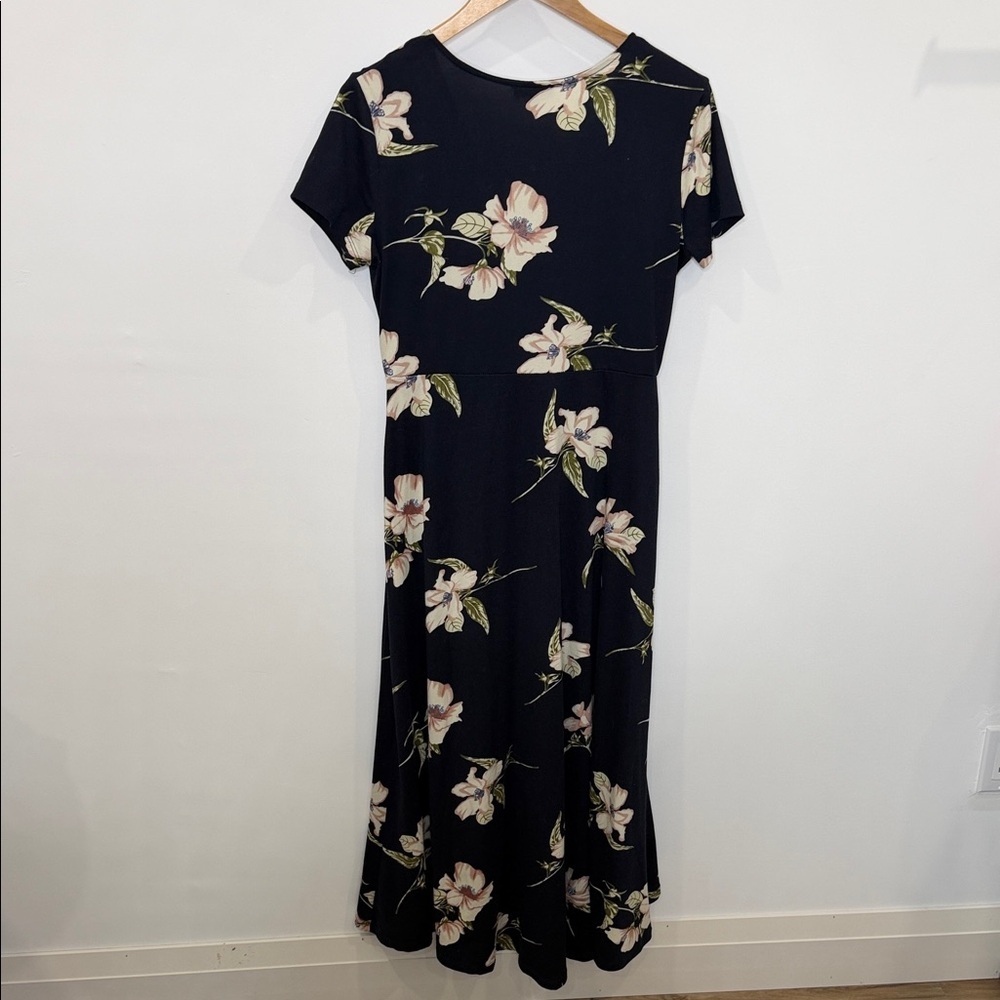 Eclipse Women’s Navy Floral High-Low Wrap Dress – Size Medium - Picture 3 of 8